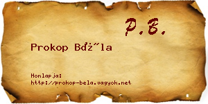 Prokop Béla névjegykártya